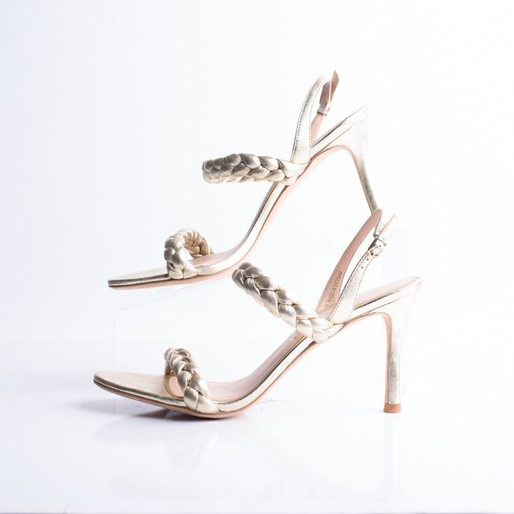 Kate Spade Womens Gold Saffron Braided Leather Slingbacks Heels Sandals US 9 - Picture 5 of 10